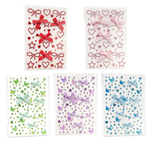 2026新款儿童脸部贴钻蝴蝶结爱心水钻贴纸小女孩演唱会舞台妆容化妆贴眼角宝石妆贴饰品免胶自粘防水闪钻玩具