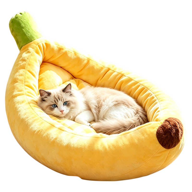 香蕉船猫窝半封闭式安全感躲避窝冬加厚不塌陷四季通用耐用猫睡窝