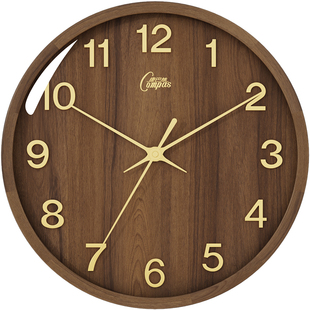 康巴丝2025新款实木钟表石英钟家用客厅新中式挂钟自动对时电波钟