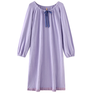 家乐芬睡裙女士睡衣春秋季秋款纯棉长袖长款连衣裙子夏款薄款套装