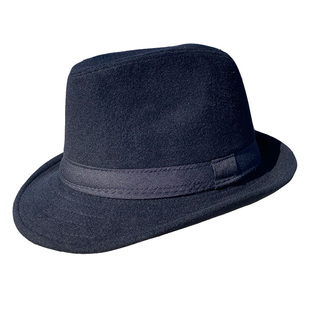 礼帽男中老年人秋冬毛呢英伦爷爷外公老式爵士帽子黑色灰色纯色