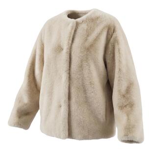 新款海宁进口美利奴皮毛一体外套女羊剪绒羊羔毛皮草直筒圆领大衣