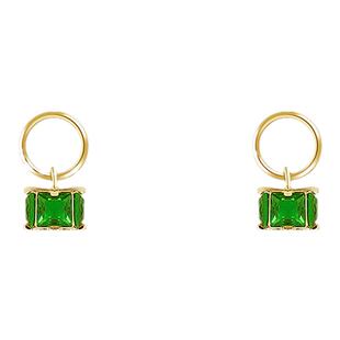 祖母绿方形宝石耳钉高级感轻奢复古耳饰2025新款爆款耳环气质独特