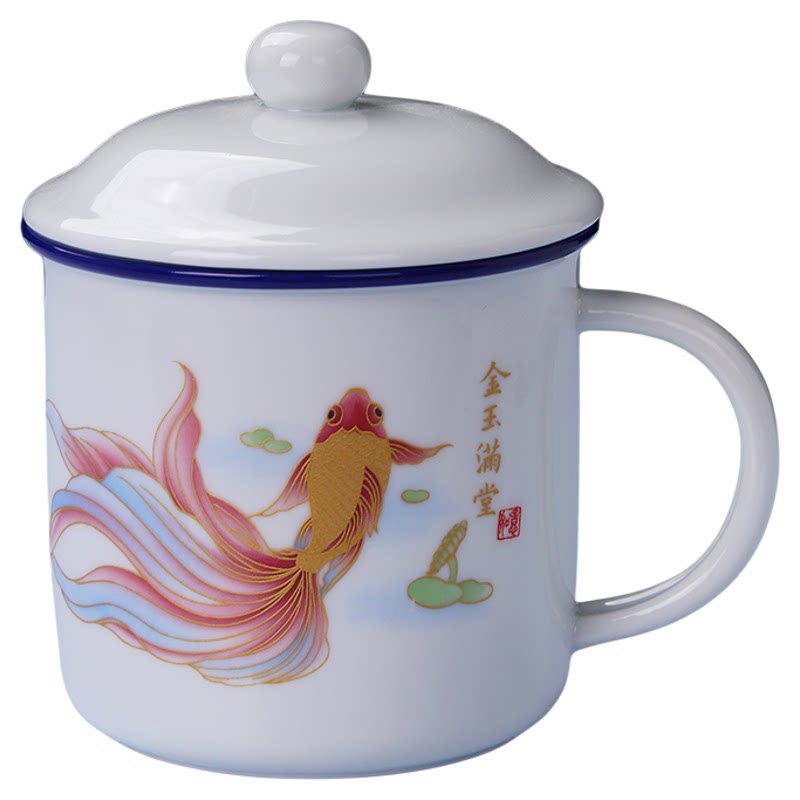 陶瓷马克杯大号复古带盖
