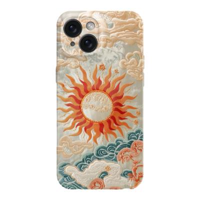 东方美学刺绣太阳适用华为p70mate70硬壳小米15新款红米K80pro苹果16/15promax荣耀300菲林壳vivox200手机壳