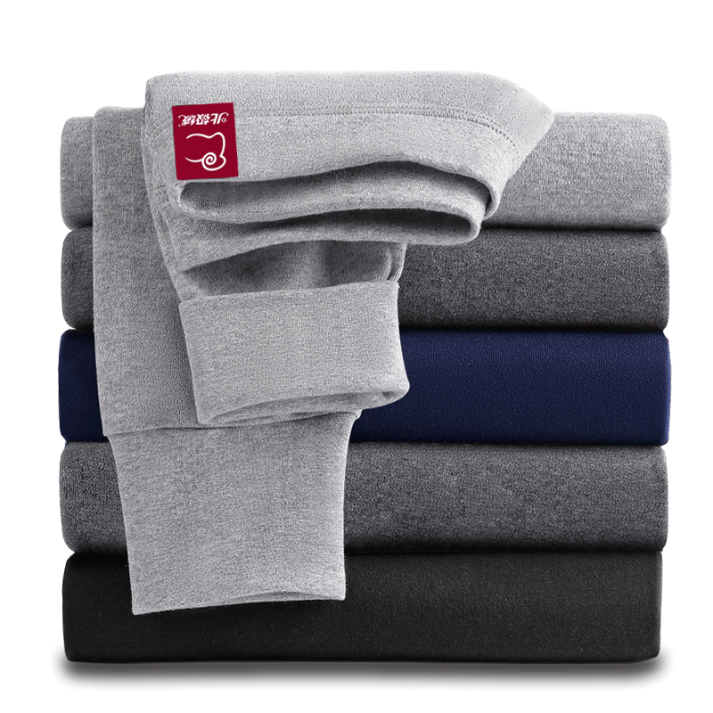 北极绒纯棉秋裤男士毛裤薄款打底衬裤线裤全棉保暖裤紧身大码男生