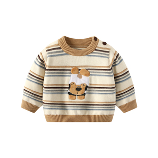 宝宝毛衣秋冬加绒婴儿套头打底衫男童冬装针织内搭婴幼儿加厚上衣