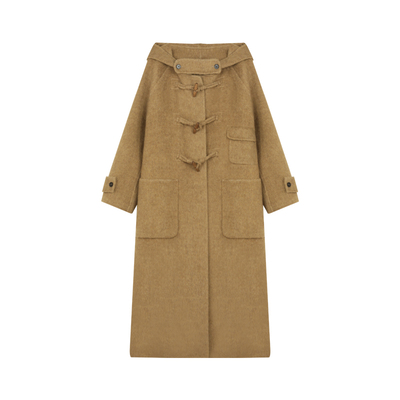 牛角扣连帽羊毛双面呢