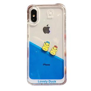网红13小黄鸭11液体12流动鸭子适用苹果15promax手机壳x水流体iPhone16流沙14小鸭子透明17硅胶防摔保护套