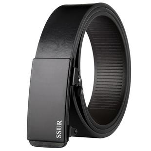 保罗皮带男士真皮纯牛皮腰带裤带自动扣商务休闲年轻人3.4CM正品