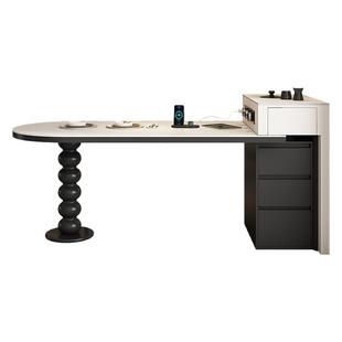 岛台餐桌一体岛台餐桌岩板小户型可靠墙可伸缩倒台家用窄岩板导台