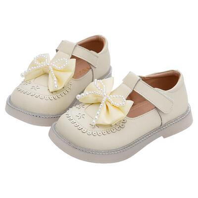 真皮女童皮鞋2026春季新款珍珠小女孩单鞋儿童公主鞋蝴蝶结女童鞋