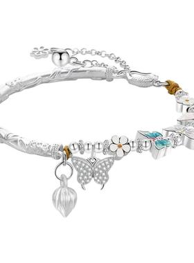 【纯银|正品】珐琅蝴蝶半镯手链