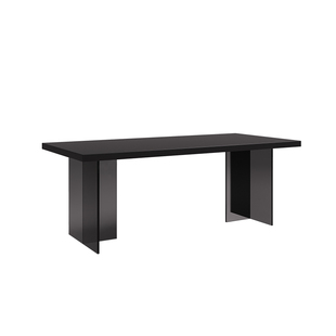 德利丰亚克力悬浮岩板餐桌下挂款纯黑色长方形小户型餐厅家用饭桌