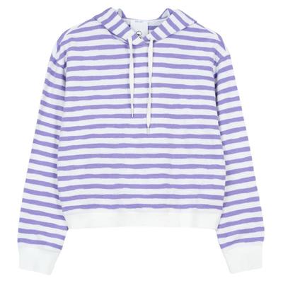 klee klee女装环保棉条纹单穿连帽卫衣K0241TS02