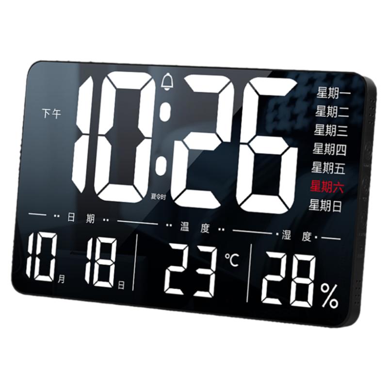 智能WIFI大屏?xí)r鐘擺臺式鬧鐘LED顯示萬年歷溫度濕度掛墻電子鐘