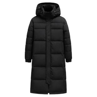 鸭鸭黄色羽绒服女中长款秋冬新款休闲连帽加厚保暖宽松纯色外套MY