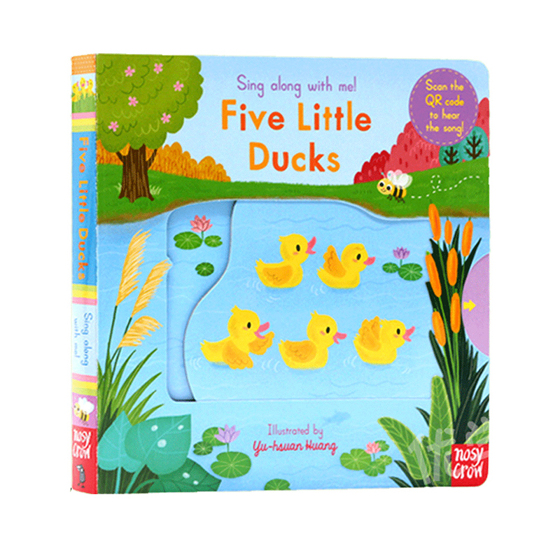 Sing Along with Me五只小鸭子 Five Little Ducks英文原版绘本欧美经典儿歌童谣机关操作书抽拉转幼儿童启蒙早教英语读物本