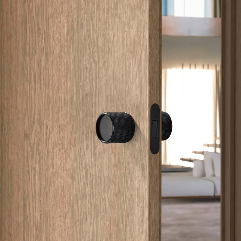 罗德堡极简生态磁力卧室内圆形门把手 单舌实木房间磁吸静音门锁