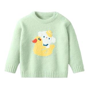 贝肽斯儿童毛衣秋冬季2026新款男童女童洋气上衣宝宝半边绒针织衫