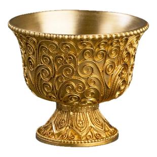 黄铜手工掐丝供水杯供佛水杯观音佛杯家用佛前水杯净水敬神碗高脚