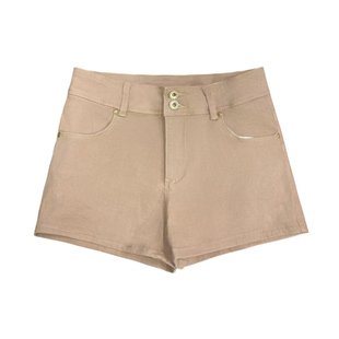 李李服饰老钱风低腰双扣丰胯牛仔短裤女2026春季新款紧身显瘦热裤