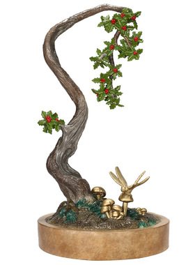 铜器迎春冬青长寿客厅玄关装饰品