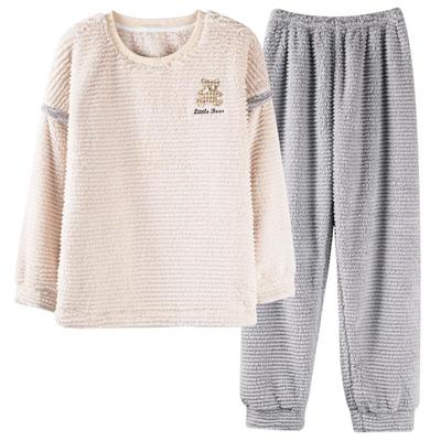 猫人女士珊瑚绒圆领睡衣家居服