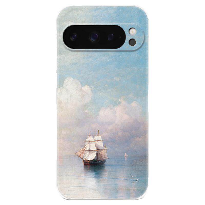 海上帆船适用谷歌Pixel10手机壳9pro/8/7/6A油画XL小清新文艺女款气囊防摔软