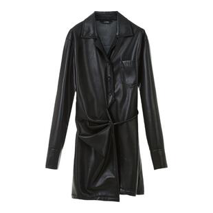 朗姿25系带收腰摩登衬衫连衣裙设计感时尚个性通勤裙子女秋季新款