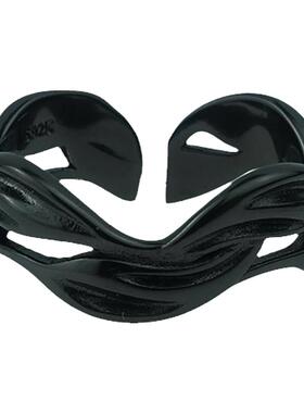 PTC中性风纯S925银黑色戒指