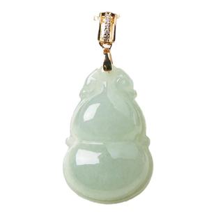 天然缅甸A货翡翠葫芦吊坠珠宝玉石女款玉葫芦玉坠挂件玫瑰金项链