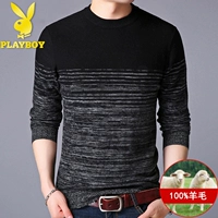 07-7712 полосатый цвет с чистым шерстяным свитером сгущенный черный серый