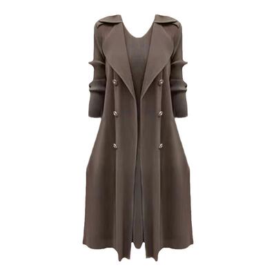 西装领假两件风衣裙2026春季女装