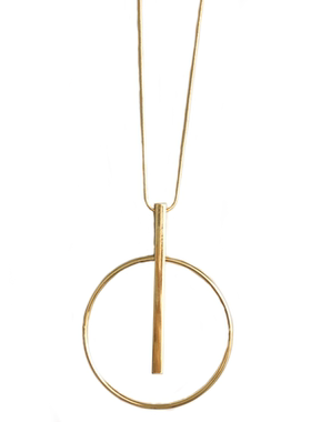 高档圆形几何吊坠长款毛衣链