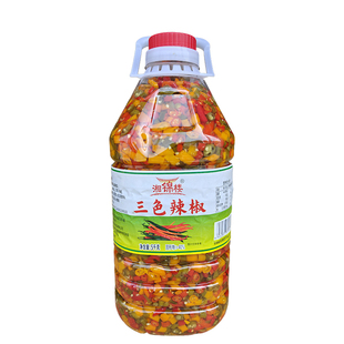 正宗湖南特产湘锦楼三色剁椒圈5kg瓶装青红黄泡辣椒酱商用调味料