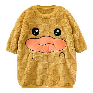 儿童珊瑚绒睡袍女童秋冬季加厚法兰绒睡裙可爱卡通中大童防踢睡袋