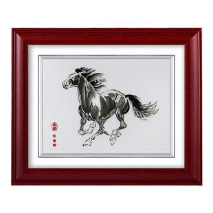 品粤广绣粤绣马到功成手工刺绣挂画玄关客厅办公室装饰定制伴手礼