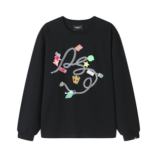 Dangerouspeople薛之谦dsp项链印花T恤秋季潮牌全棉百搭情侣长袖