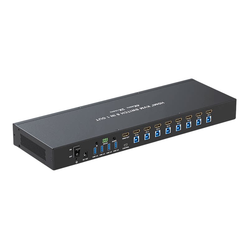 迈拓维矩MT-KH8S3 KVM切换器HDMI8口USB3.0多电脑屏幕键盘鼠标共享器8进1出4K60带线232串口线控遥控器切换