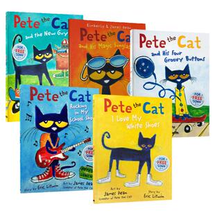 皮特猫系列绘本5册 Pete the Cat I Love My White Shoes 英文原版 吴敏兰书单 3-5岁儿童启蒙英语学习图画故事书 英文版 进口原版