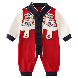 宝宝衣服2026春秋装唐装分体套装男童婴儿喜庆抓周周岁礼服拜年服