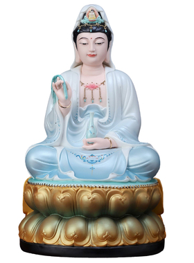 精工彩观世音菩萨坐像佛像摆件