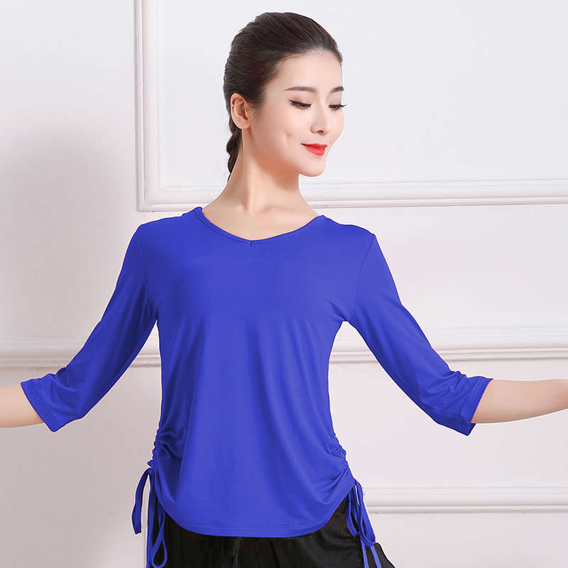 新款广场舞服装跳舞上衣女春夏季莫代尔舞蹈衣服古典练功服短中袖