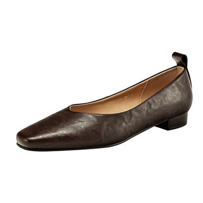 达芙妮平底单鞋女方头通勤一脚蹬