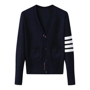 tb针织开衫女小外套2025秋冬新款毛衣蓝色百搭短款早秋外搭修身上