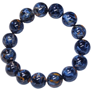 天然蓝彼得石手串男女 纳米比亚彼德石手链玉化火彩猫眼地球五花
