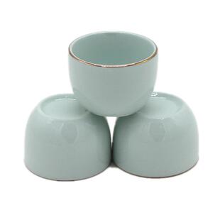 60ml1两小酒碗 个人喝酒陶瓷杯子 简约描金蓝釉杯酒盅 迷你小茶杯