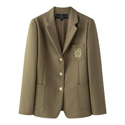 学院风西装外套女休闲棕色西服