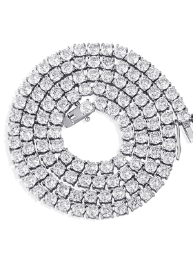 欧美满钻大锆石真空保色镀街头潮人单排tennis chain嘻哈网球项链